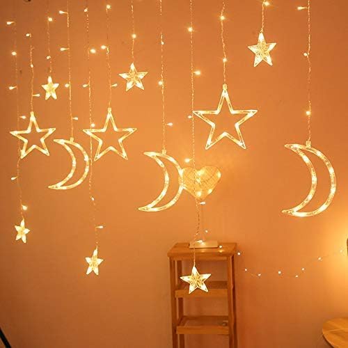 LED Starry Moon Light String Small Colored Light Starry Moon Curtain Light Outdoor Camping Courtyard Decorative Light (Star and Moon)