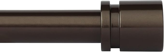 Curtain Rods for Windows 16 to 200 Inches Adjustable Length 1 Inch Diameter Window Curtain Rod with Aluminium End Cap, Antique Bronze
