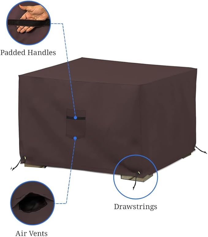 Covers & All Outdoor Ottoman Slipcover, 12 Oz PVC Polyester, Waterproof Ottoman Cover Resists Tear and UV, Square Patio Furniture Covers for Indoor/Outdoor Use (30"L x 30"W x 18"H, Coffee)
