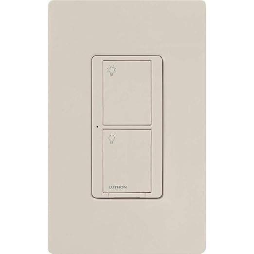 Lutron Caseta Original Smart Light Switch (Lutron Smart Hub Required), for Home, LED, and Fans, 6 Amp, Single-Pole/3-Way, Neutral Required, PD-6ANS-LA-4-Pack, Light Almond, 4 Pack