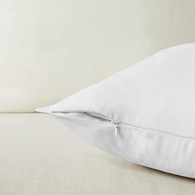 Fancy Homi Set of 2 Pure White Lumbar Decorative Throw Pillow Covers 12x20 Inch for Couch Living Room Bed Sofa, Modern Farmhouse Boho Home Decor, Soft Faux Suede Rectangle Solid Cushion Case 30x50 cm