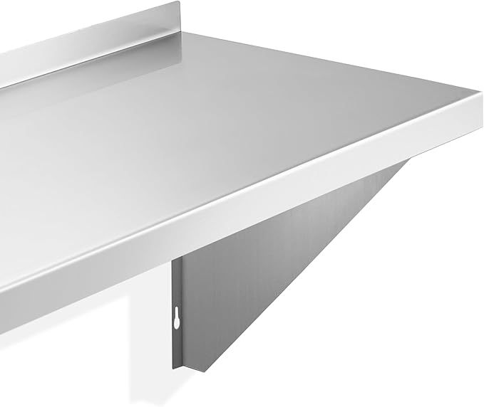KUTLER Stainless Steel Shelf - 18" x 24", NSF Commercial Wall Mount Shelves with Backsplash, Floating Metal Shelving for Restaurant, Kitchen, Home