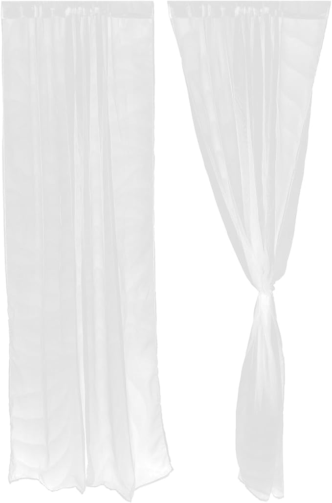 2pcs Rustic Sheer Curtains Light Filtering Polyester Drapes for Room Transparent Breathable Fabric Softens Sunlight Semi-Privacy Panels for Home Decor