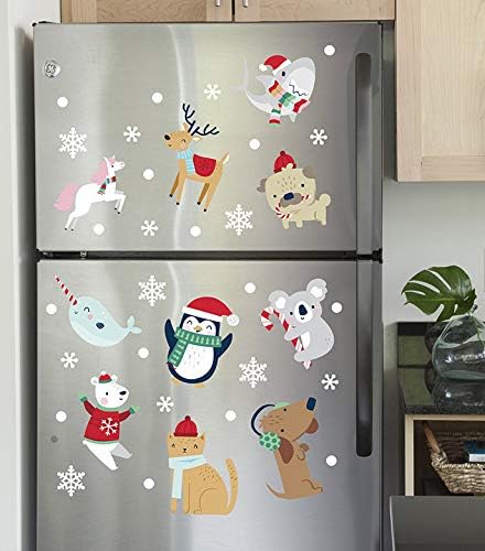 Paper Riot Co. Snow Animals Cute Characters Christmas Holiday Wall Stickers Removable Adhesive for Classroom Kids Room Nursery Bedroom Home Decor 66 Count Decals