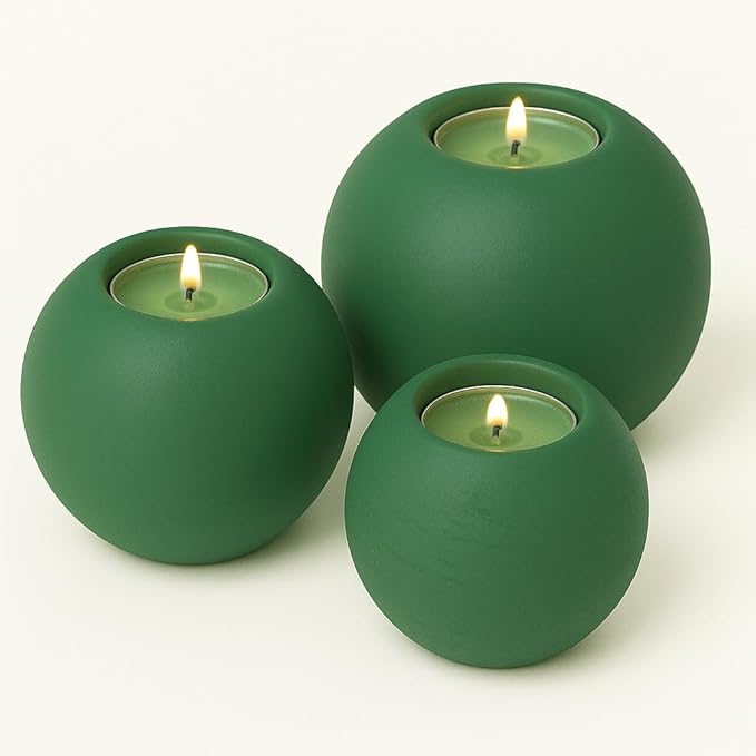 Concrete Sphere Tea Light Holder - Minimalist Centerpiece - Candle Holder - Modern Interior Design (Teal, Small Sphere)