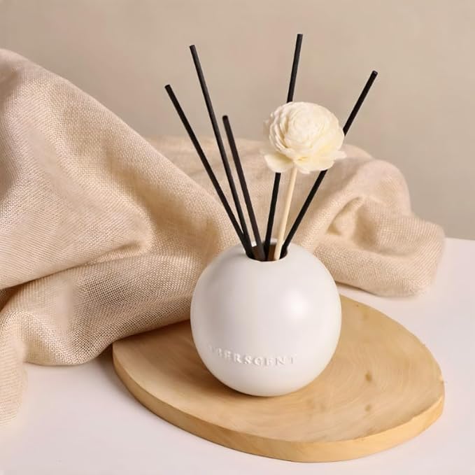 Luxury Reed Diffuser Set – White Musk 5.07oz – Long-Lasting Home Fragrance for Bedroom, Office | Premium Ceramic Base, Reusable & Refillable