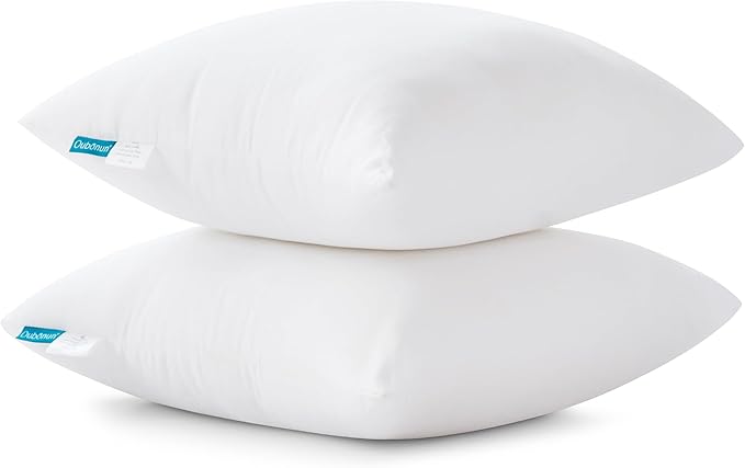 Oubonun 20 x 20 Throw Pillow Inserts - Soft, Plush & Decorative Down Alternative Pillows for Couch Sofa Bed, Machine Washable - White, Pack of 2