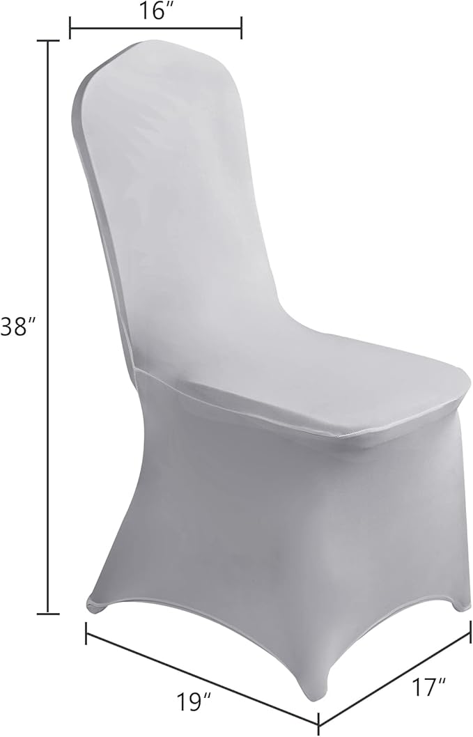 SuperO Waterproof Spandex Chair Cover 12PCS, Stretch Dining Chair Covers, Polyester Outdoor Chair Covers, Protector Stretch Chair Cover for Party Universal, Banquet, Wedding Event, Hotel(Silver)