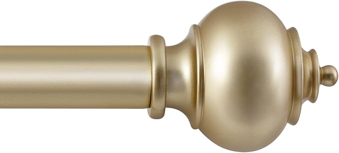 H.VERSAILTEX Curtain Rods for Windows 16.2 to 75 Inches 1 inch Diameter Adjustable Decorative Telescoping Curtain Rod with Brackets Heavy Duty Splicing Window Rods with Decorative Finials, Gold