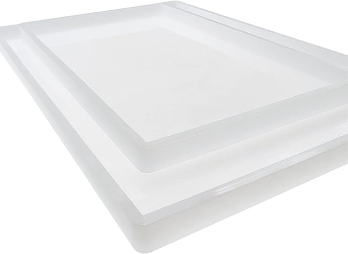 Woohome Large Silicone Resin Tray Mold, 7.8×11.8 inch/ 5.9×9.8inch Rectangle Plate Epoxy Resin Casting Mold for DIY Faux Agate Tray, Serving Board, Coaster, Home Decor