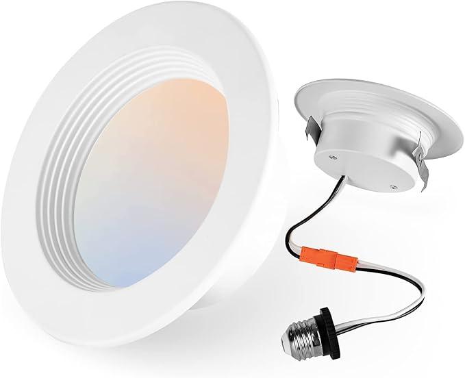 1 Pack 4 Inch LED Can Lights Retrofit Recessed Lighting, 5CCT 4 Inch Recessed Downlight Selectable 2700K-6000K Dimmable, 9W 630LM Recessed Lights with Metal Smooth Trim- ETL and Energy Star Certified