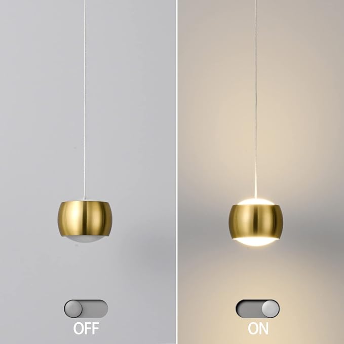 Modern LED Dimmable Pendant Light fixtures,Mini Island Pendant Lighting for Kitchen Island Dinning Room,Bedroom,Bar, Kitchen Island Ceiling Hanging Light Fixtures(gold-3-Pack)