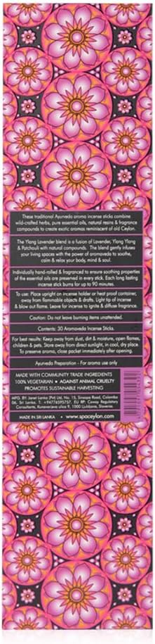 SPA CEYLON Ylang Lavender Aromaveda Incense Stick | Calming Home Fragrance | Hand-Rolled Scented Sticks for Aromatherapy