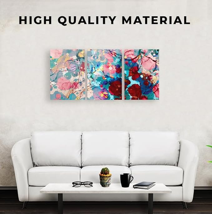 DreamController Abstract Splash Wall Canvas Posters Wall Art Decor(12"X16" Set Of 3) I Framed Canvas Paintings For Bedroom, Livingroom, & Office | Made In Usa | Fast Delivery | Hd Print