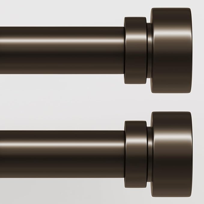 2 Pack Modern Brown Curtain Rods Set for Windows 66 to 120 Inches Adjustable Length Heavy Duty 1" Diameter Window Curtain Rod with Decorative Finials for Outdoor Bedroom Kitchen Living Room