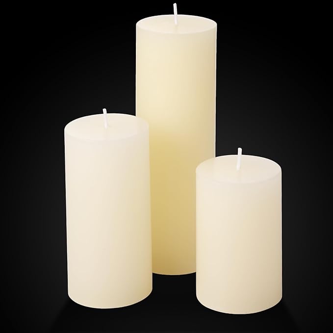 Shihanee Set of 6 Pillar Candles with Glass Cylinder Vases Clear Cylinder Hurricane Candleholders for Slim Tall Pillar Candles Wedding Thanksgiving Day Centerpieces(2.6'' X 4.7'', 5.9'', 7.9'',Ivory)