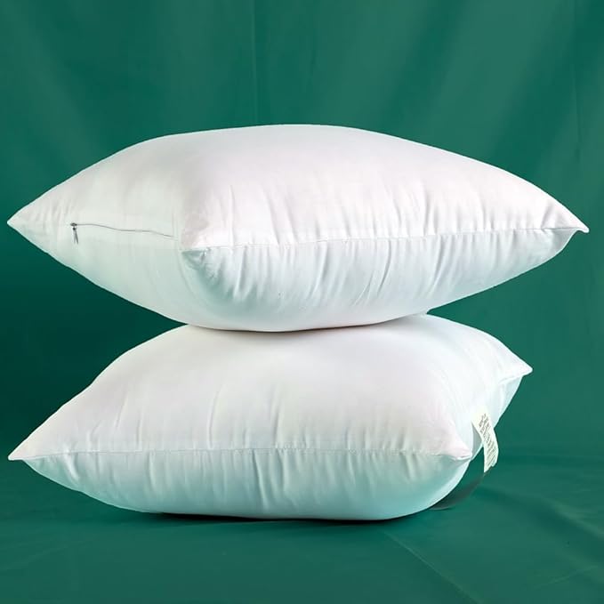 Set of 2 Plump Cotton Fabric Throw Pillow Inserts, Filler for Decorative Cushion Cover, 12 X 20 Inches, There are Multiple Sizes to Choose from