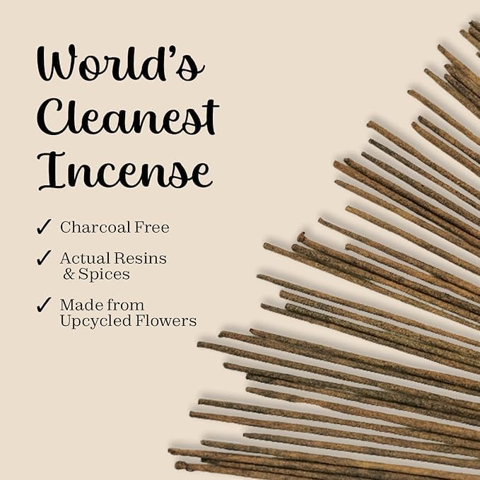 Sandalwood Amber Incense Sticks Resin - (40+ Sticks, 9 Inch) Thick Natural Amber Incense Sticks Made from Resins, Clean Charcoal Free | Warm Resinous - Sweet Aroma to Balance Energy & Cleanse Home