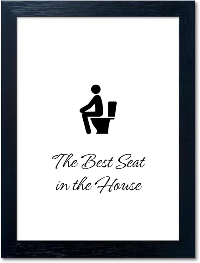 Bathroom Decor Wall Art, Framed Toilet Art, Trendy Bathroom Wall Art, Funny Quote Picture Artwork, Restroom Wall Decor, Washroom Canvas Print, Black and White Painting