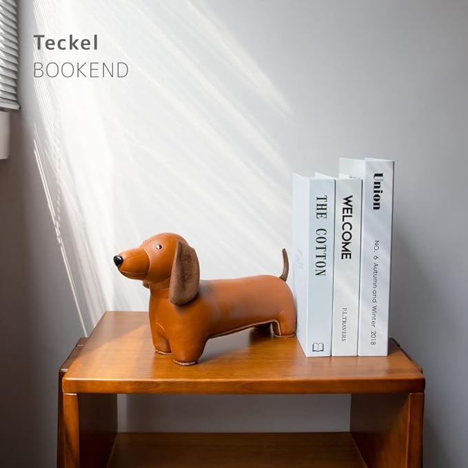 Zuny, Classic Series Bookend Tan for Shelves, Office Decorative- Teckel