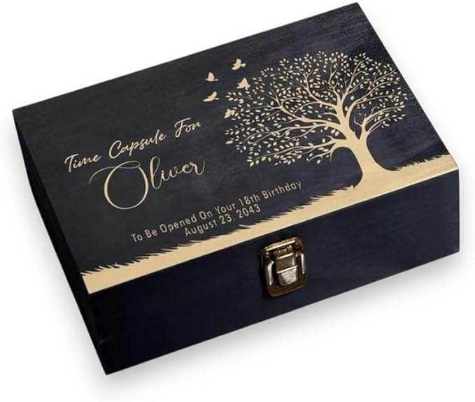 Personalized Time Capsule Memory Box – Custom Engraved Wooden Keepsake Box for Couples, Love Notes, Photos & Letters – Valentine’s, Anniversary, Wedding & 18th Birthday Milestone Gift
