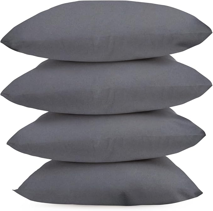 Covers & All Premium Square Throw Pillow Inserts with Covers Set of 4, 28 x 28 Inches Charcoal Gray, Decorative Cushions for Couch Sofa Home Decor Office Travel UV Resistant Waterproof Soft Cushions