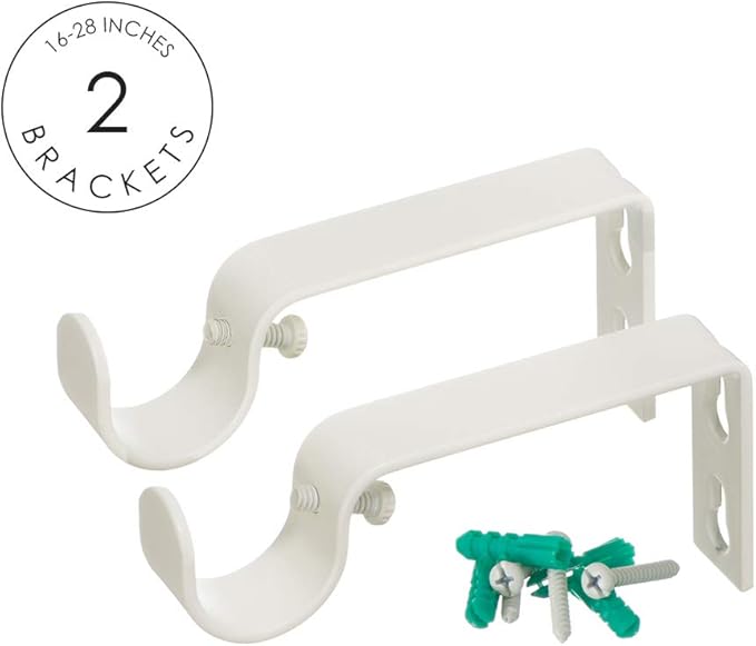 Ivilon Drapery Window Curtain Rod - Knob Design, 1 Inch Rod, 16 to 28 Inch (Side Curtain Rod), Ivory/White