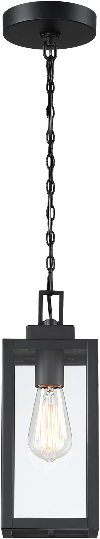 13 Inch Outdoor Pendant Lights for Porch-Ceiling Mount Exterior Pendant Lights Steel and Glass Outdoor Porch Hanging Light for Hallway Entrance Gazebo, E26