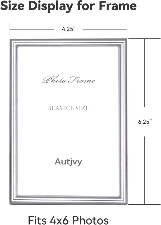 4x6 Picture Frame Set of 2, Silver Brushed Modern Simple Thin Aluminum Metal Photo Frame with HD Real Glass, Display for Tabletop and Wall Collage, 2 Pack