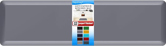4/5 Inch Thick Kitchen Mat - Cushioned Anti Fatigue Mats for Kitchen Floor - Easy to Clean, Waterproof, Non-Slip Kitchen Rug for Sink, Office, Kitchen (30''x108'' Grey)