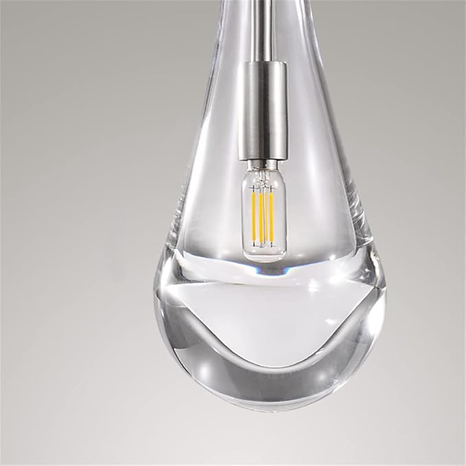 Raindrop Pendant Lights Set of Two, Nickel Pendant Lights Kitchen Island, Indoor Pendant Lighting, Pendant Light Fixtures, Pendant Light for Kitchen Island Bedroom Bathroom