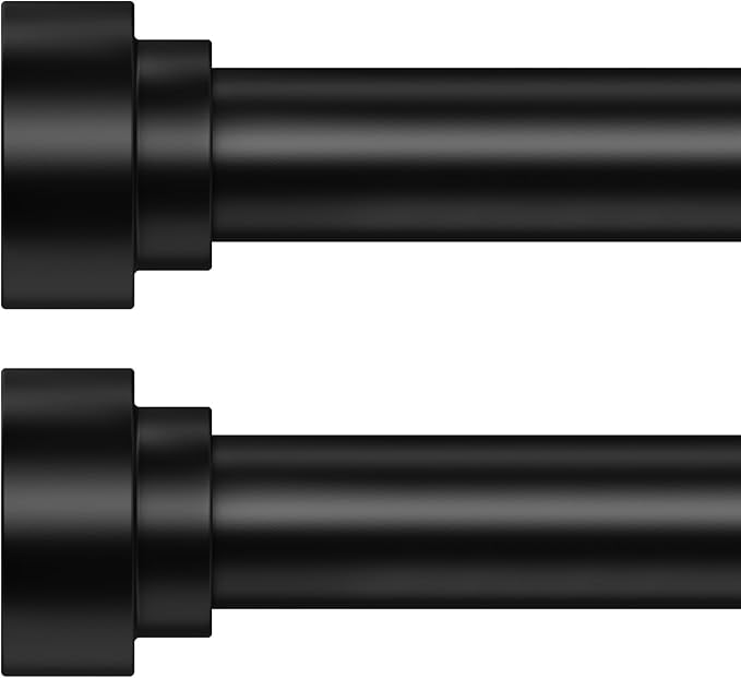 HEI! DEAR 2 Pack Black Curtain Rods for Windows 28 to 48 Inch (1.5-5ft), 1 Inch Adjustable Curtain Rod,Heavy Duty Curtains Rod, Thicken Sturdy Drapery Rods, Matte Black,30"-58"