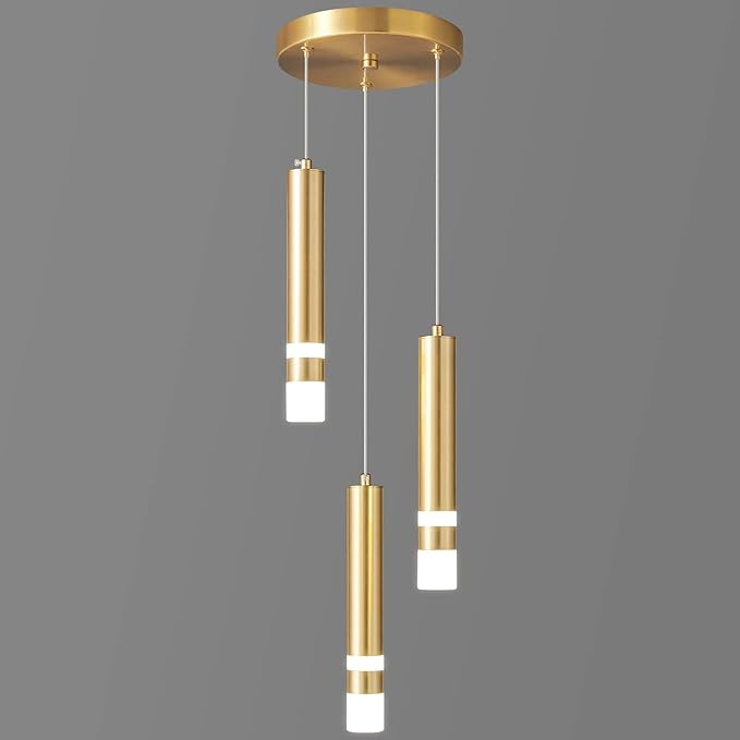 Modern Pendant Light Kitchen Fixture Dimmable LED Gold Mini Pendant Lighting fo Kitchen Island Bedroom Bedside Table Small Pendant Lights (3-Light)