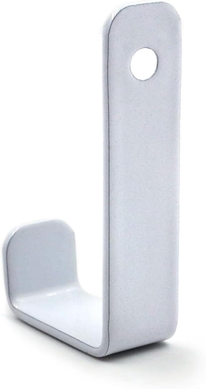 (12 Pack) Heavy Duty Steel Wall J Hooks with Double Hole Screws Stronger Installation for Hanging Home, Office, Garage, Bathroom, Dressing Rooms, Wall-Mounted Coat Racks (White-Single Hole)