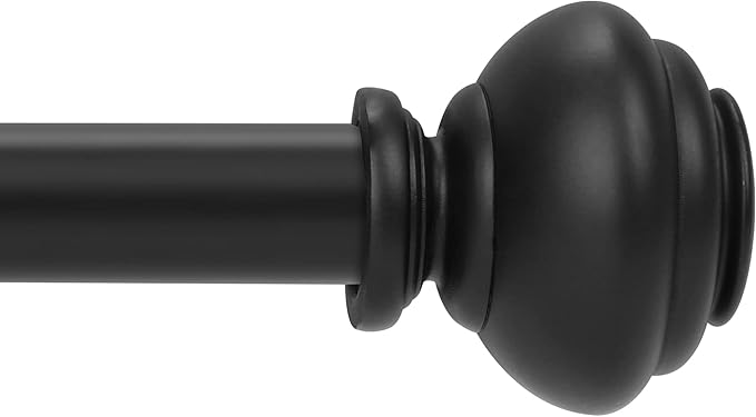 1 Inch Black Curtain Rods for windows,Heavy Duty Curtain Rods for Windows 48 to 84 Inch,Standard Decorative Window Curtain Rod Set with Brackets for bathroom Kitchen Bedroom Window