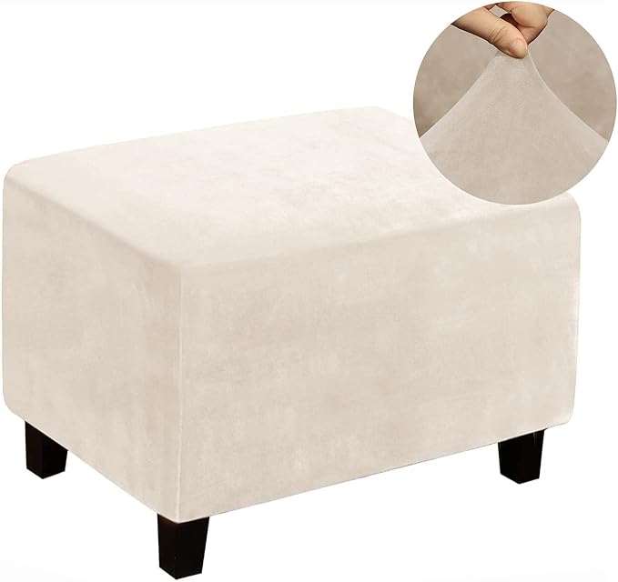 Eco-Ancheng Chair Cover Stretch Ottoman Cover Rectangular Storage Ottoman Slipcover Footrest Stool Covers Ottoman Slipcovers for Foot Stool with Nonslip Elastic Bottom