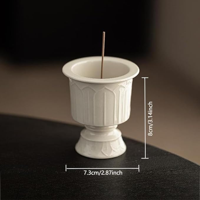 Incense Holder Modern Minimalist Circular Incense Stick Burner for Cones or Sticks for Yoga & Meditation, Enhance Atmosphere,Ceramic Ash Catcher White-6