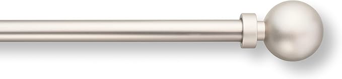 MODE Simplicity Collection 5/8" Diameter Curtain Rod Set with Modern Ball Curtain Rod Finials and Steel Wall Mounted Adjustable Curtain Rod, Fits 36” to 72” Windows, Nickel
