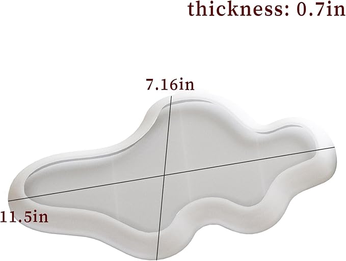 Wehous Large Irregular Tray Resin Concrete Molds, Cloud Shape Tray Silicone Mold, Creative Storage Container Trinket Jewelry Plate Dish Vanity Candle Holder Epoxy Casting Mold Wedding Christmas Decor