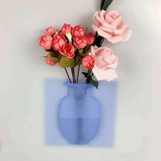 3Pcs Flower Pot Silicone Sticky Vase, Removable Magic Silicone Vase Reusable Silicone Flower Vase Self-Adhesive Wall Mount Vase Sticker for Windows, Perfect for Any Smooth Surfaces