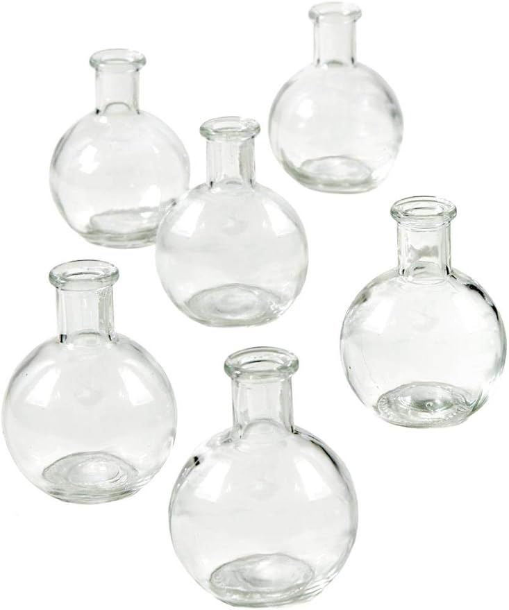 Serene Spaces Living Set of 36 Clear Ball Bud Vases, Transparent Glass Vases for Weddings, Events, Parties, Floral Centerpieces for Home Decor, Measures 4" Tall