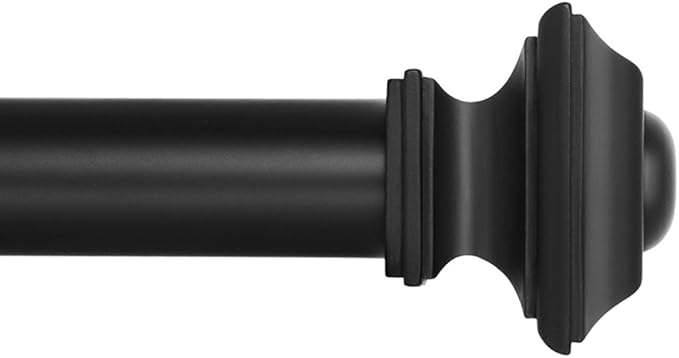 Ivilon Drapery Treatment Window Curtain Rod - Square Design 1 1/8 Rod. 120 to 240 Inch - Black