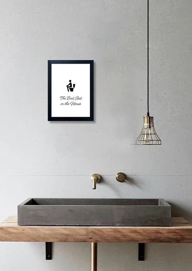 Bathroom Decor Wall Art, Framed Toilet Art, Trendy Bathroom Wall Art, Funny Quote Picture Artwork, Restroom Wall Decor, Washroom Canvas Print, Black and White Painting