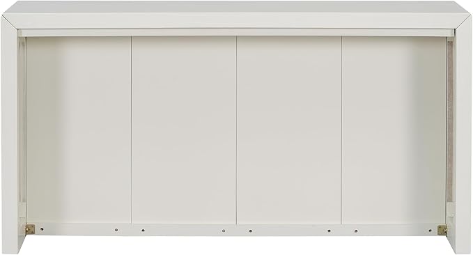 Minimalist 60'' Long Console Table Sofa Table, Unique Versatile Acacia Wood Accent Entryway Table for Hallway Living Room Study Foyer Corridor, Wave Finish Design (Beige-N6)