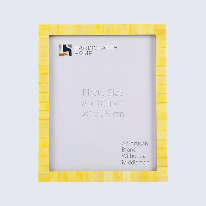 Handicrafts Home Yellow 8x10 Picture Frame for Modern Minimalist Home Decor, Wedding Gift, Farmhouse Wall Decor, Boho Shelf Styling, Vintage Bone inlay Frames for Aesthetic & Living Room Picture Frame