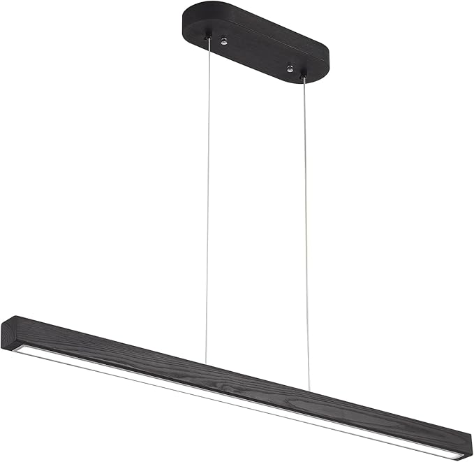 47" Black Linear Pendant Light Wooden Led Linear Pendant Light Fixtures Ceiling Hanging Dimmable Pendant Lights for Dining Room Kitchen Island Pool Table Lights Black Wood Finish