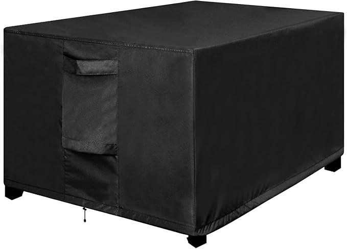 OutdoorLines Outdoor Waterproof Patio Ottoman Covers - Rectangle UV-Proof Patio Side Table Cover Windproof Heavy-Duty Furniture Covering Protector 48L x 25W x 18H Inch, Black