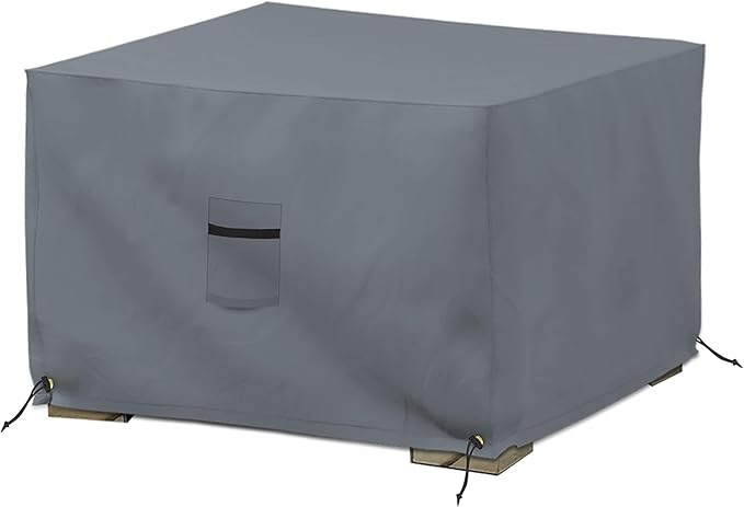 Covers & All Outdoor Ottoman Cover, 12 Oz PVC Coated Polyester, Waterproof Ottoman Slipcover, Square Patio Furniture Covers Suitable for Indoor and Outdoor Use (23" L x 23" W x 18" H, Gray)