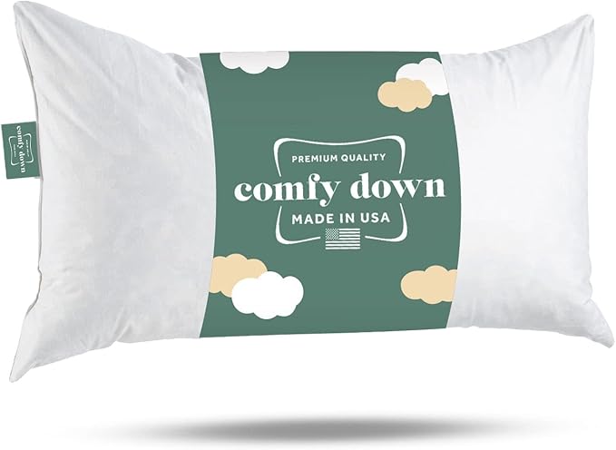 ComfyDown Decorative Throw Pillow Insert, Down and Feather Fill, 100% Cotton Cover, 233 Thread Count - Made in USA (12 X 22)