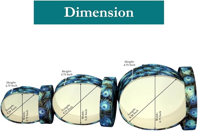 Sarah's Hat Boxes – Peacock Feathers Decorative Gift Box Set of 3 | Elegant Reusable Storage Boxes for Gifts, Keepsakes, Jewelry, or Special Items | Unique Printed Design